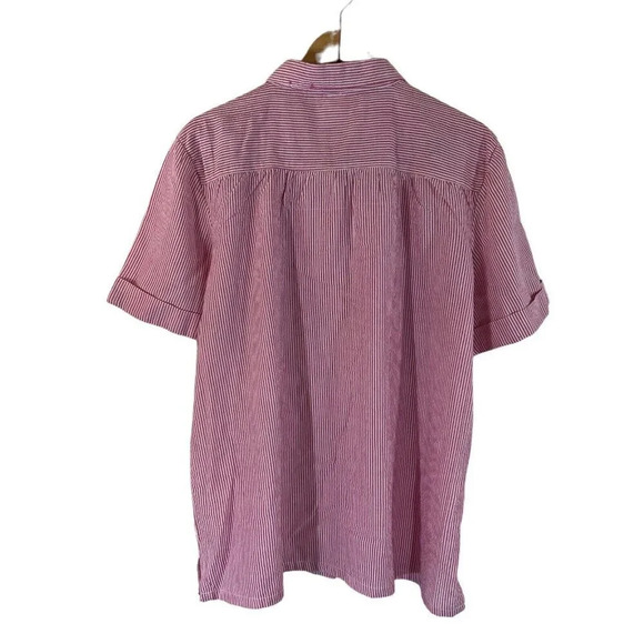 Boca Bay Pink and White Pinstripe Button Up Shirt Womens 2X Plus Collared Casual - Picture 2 of 9